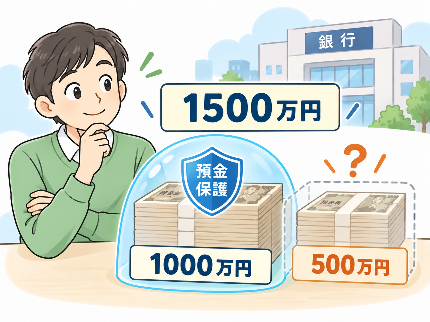 1500万円預けた場合の保護イメージ図