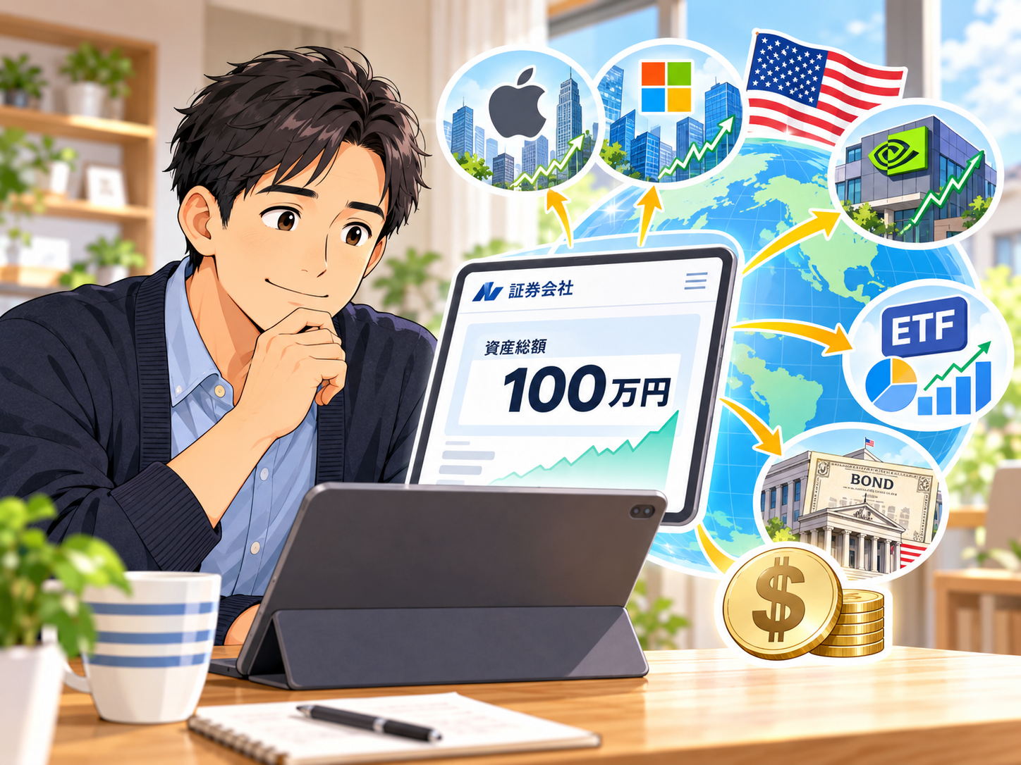 円表示された投資信託の中身が米国資産であることを示す図