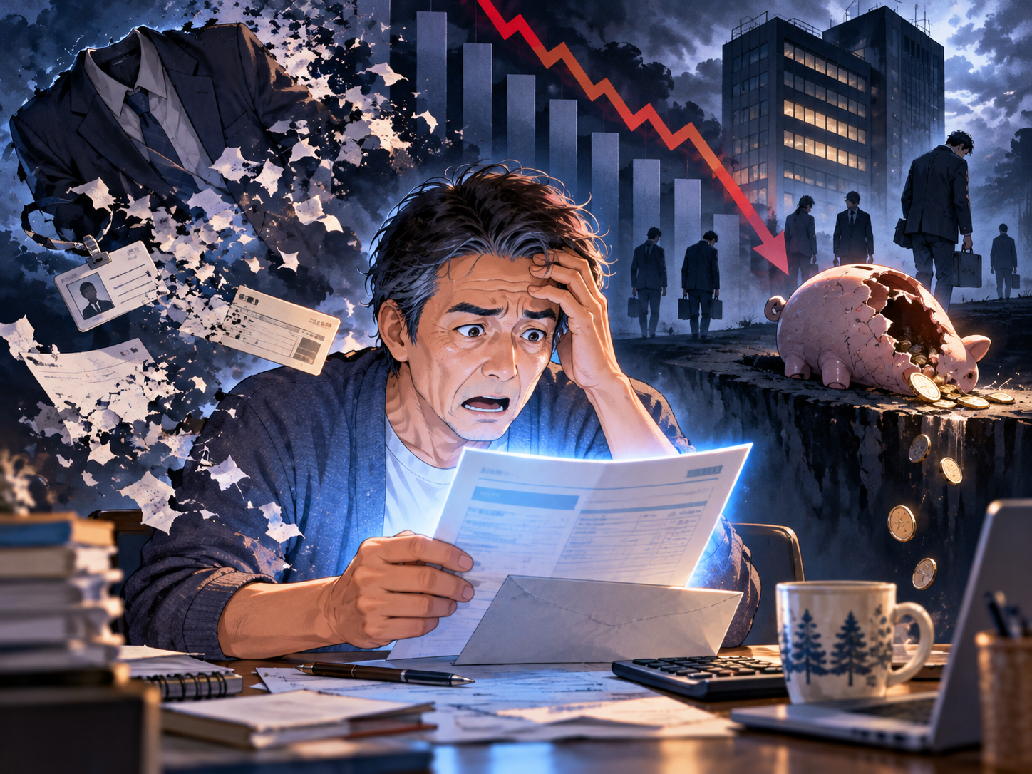 収入減少と老後資金不足に不安を感じる50代男性